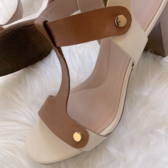 Preston & York Faye Leather T-Strap Block Heel Dress Sandals Sz 10 - Picture 5 of 12